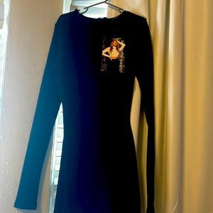 One piece black long sleeves shorts body suit